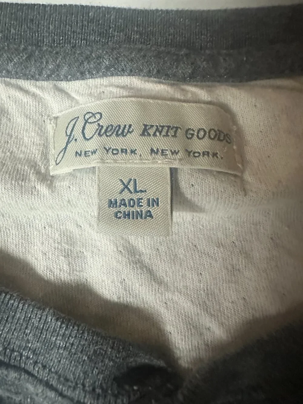 Vintage J Crew 1/4 Button 100% Cotton LS Gray XL Pullover